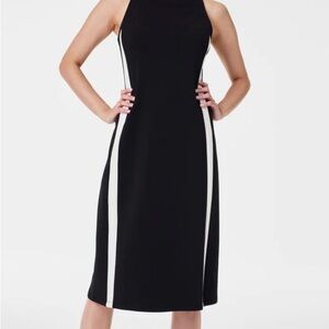 SPANX Black Air Essentials Side Stripped Tank Midi Dress